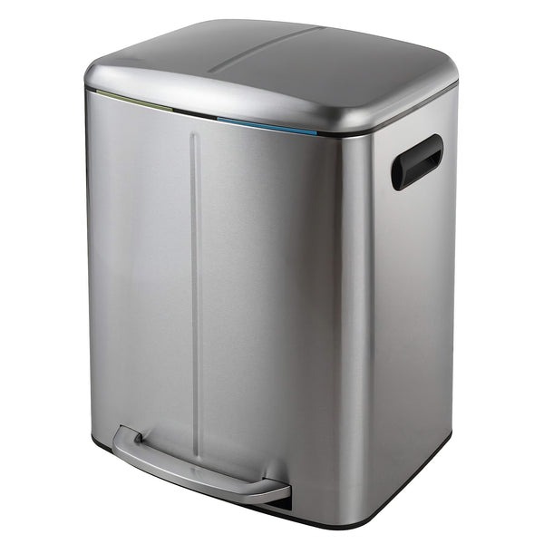 Stainless Steel 2 Compartment Pedal Bin - 2 x 20L