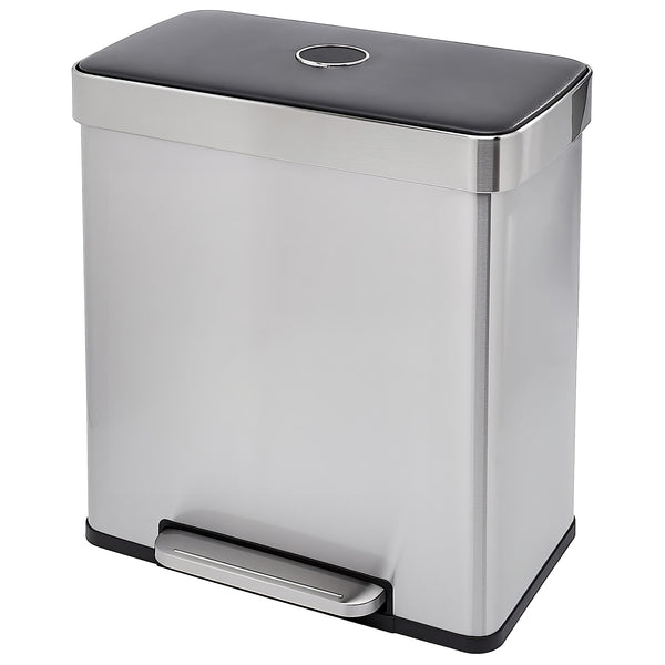 Stainless Steel 2 Compartment Pedal Bin - 2 x 30L
