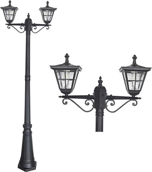 Takasho Double Post Light Heritage Style Lamp with Solar Panel