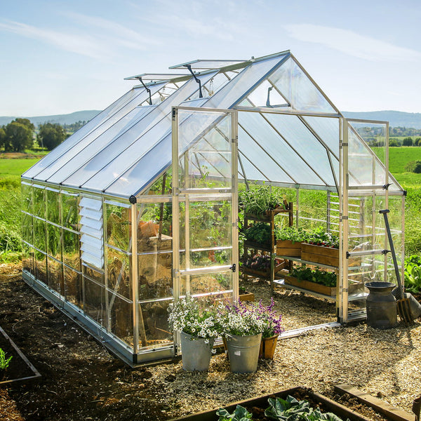 Maze Balance Premium Polycarbonate Greenhouse 10' x 12' - Silver Frame