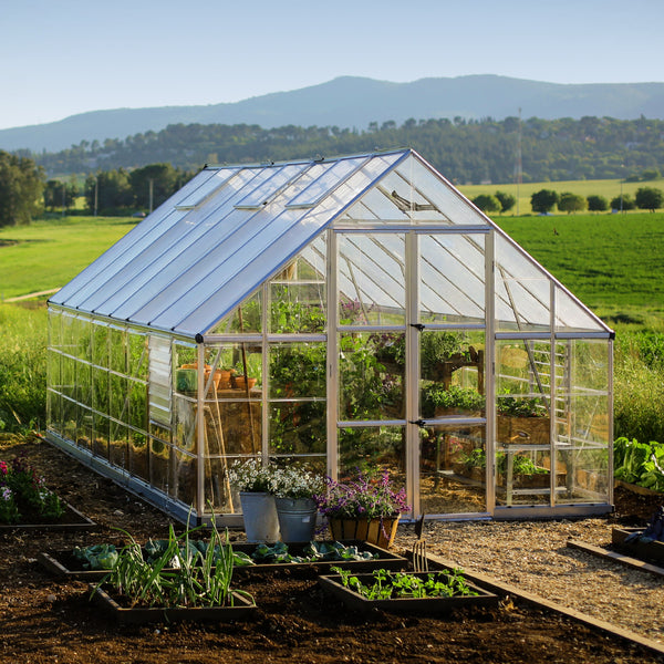 Maze Balance Premium Polycarbonate Greenhouse 10' x 16' - Silver Frame