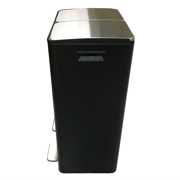 Black 2 Compartment Pedal Bin With Caddy – 2 x 30L plus 3L Caddy