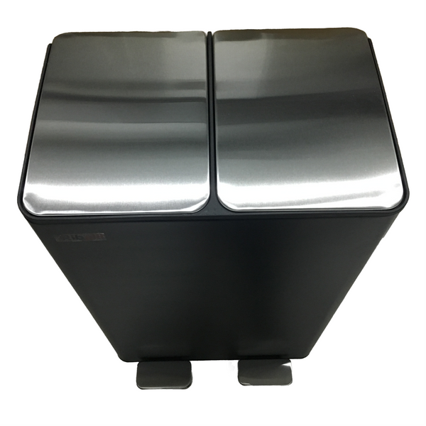 Black 2 Compartment Pedal Bin With Caddy – 2 x 30L plus 3L Caddy