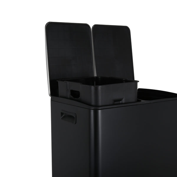 Black 2 Compartment Pedal Bin With Caddy – 2 x 30L plus 3L Caddy