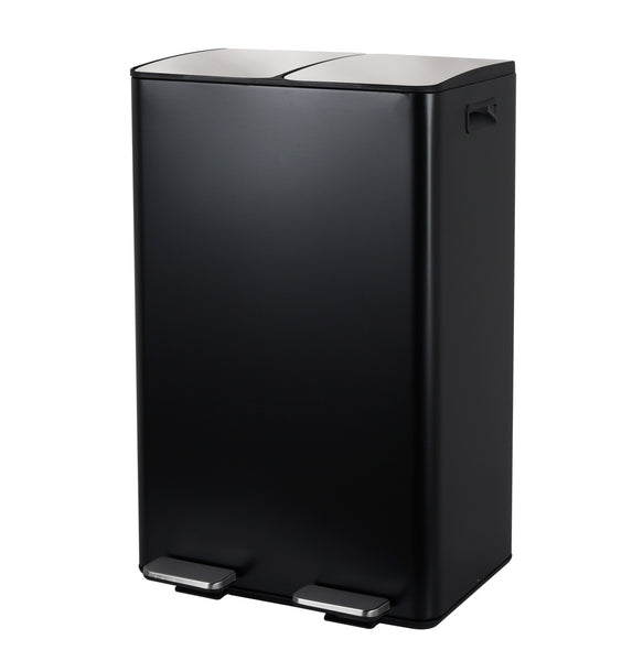 Black 2 Compartment Pedal Bin With Caddy – 2 x 30L plus 3L Caddy