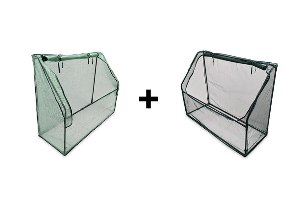 Greenlife Lean-To Drop Over Greenhouse with PE Cover + Netting Cover - 1250 x 500 x 990mm