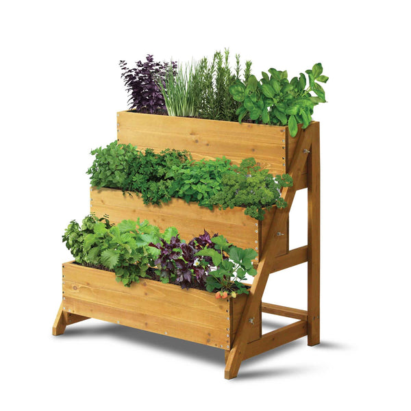 VegTrug Timber Terrace Herb Planter 3 Tier – Natural