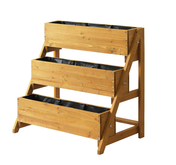 VegTrug Timber Terrace Herb Planter 3 Tier – Natural