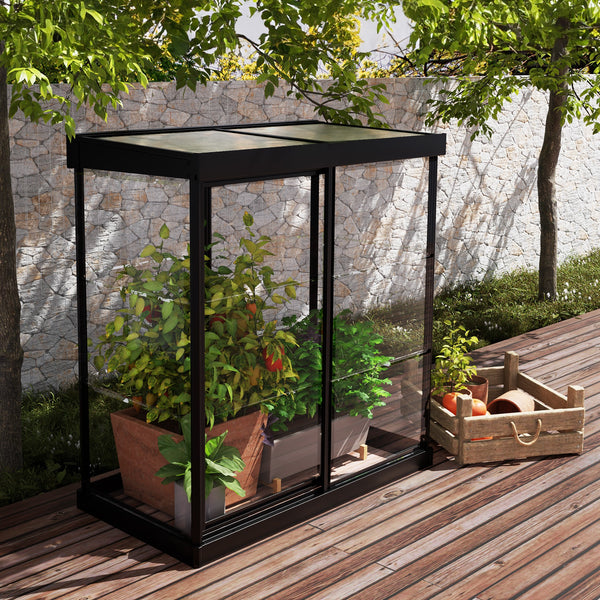 Maze Ivy Premium Polycarbonate Mini Greenhouse 4′ X 2′ – Black Frame