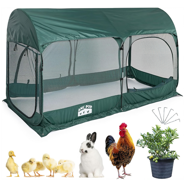 Maze Pop Up Portable Chicken Run Coop - Green