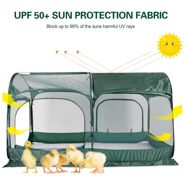 Maze Pop Up Portable Chicken Run Coop - Green