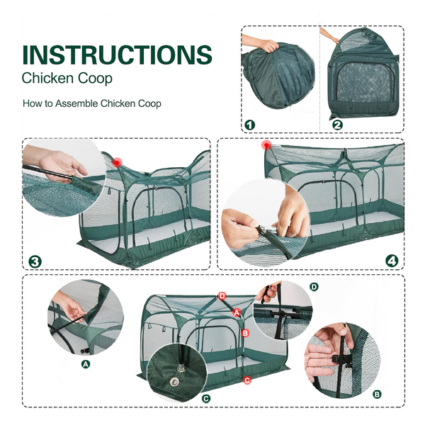 Maze Pop Up Portable Chicken Run Coop - Green