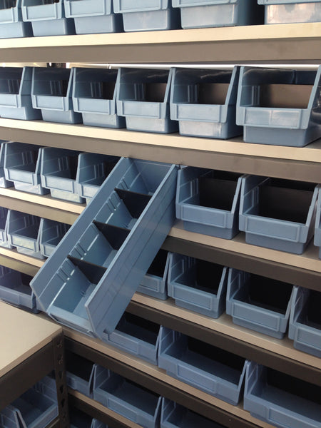 Summit Rivet Bin Shelving Units with Plastic Storage Bins - 70 Bins