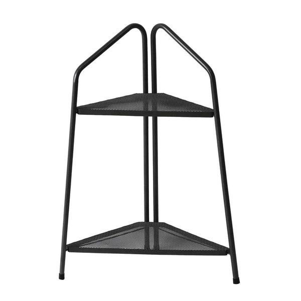 Takasho Modern Corner Metal Plant Stand 2 Shelf - Black