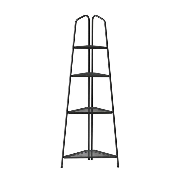 Takasho Modern Corner Tall Metal Plant Stand 4 Shelf - Black