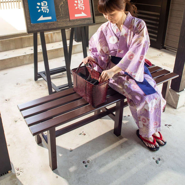 Takasho Aluminium Bench Seat 150cm Woodgrain Pattern - Dark Brown