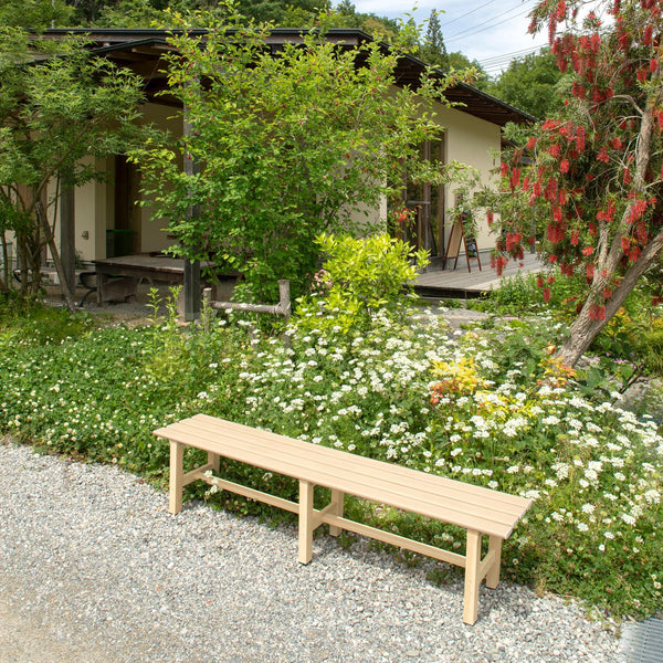 Takasho Aluminium Bench Seat 150cm Woodgrain Pattern - Cream