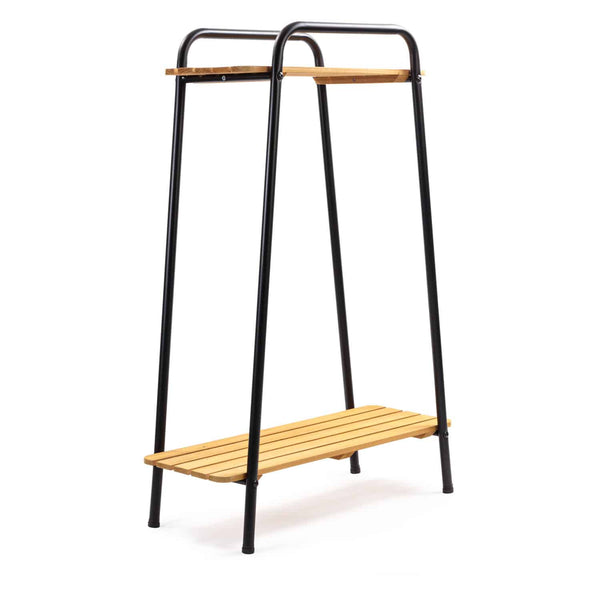 Takasho Moderno Tall Plant Stand 2 Shelf - Black/Natural Timber