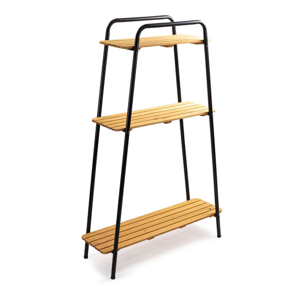 Takasho Moderno Tall Plant Stand 3 Shelf - Black/Natural Timber