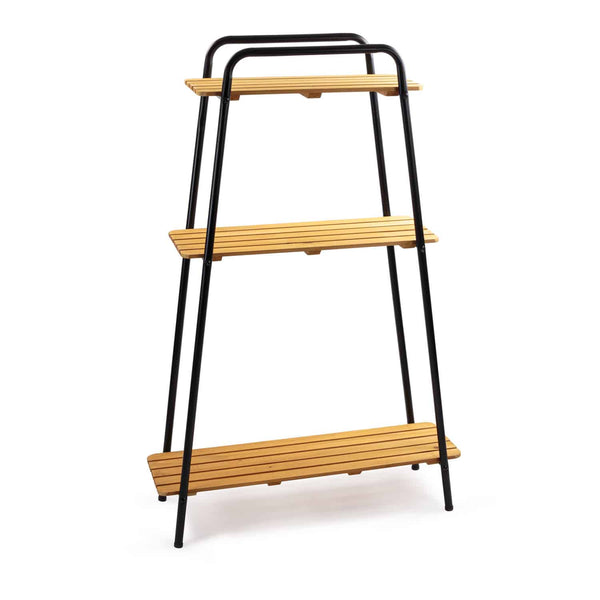 Takasho Moderno Tall Plant Stand 3 Shelf - Black/Natural Timber