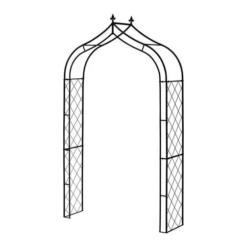 Takasho Finial Metal Lattice Garden Arch 1310 x 400 x 2500 mm Black