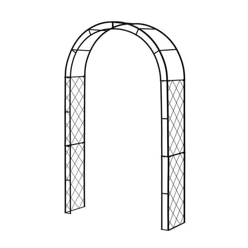 Takasho Metal Lattice Garden Arch Round Top 1310 x 400 x 2440mm Black