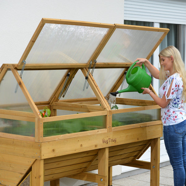 VegTrug Cold Frame for Medium 1.8m Classic Wooden Raised Planter - Natural