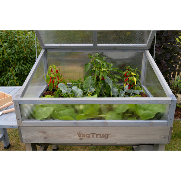 VegTrug Cold Frame for Small 1m Classic Wooden Raised Planter - Grey Wash