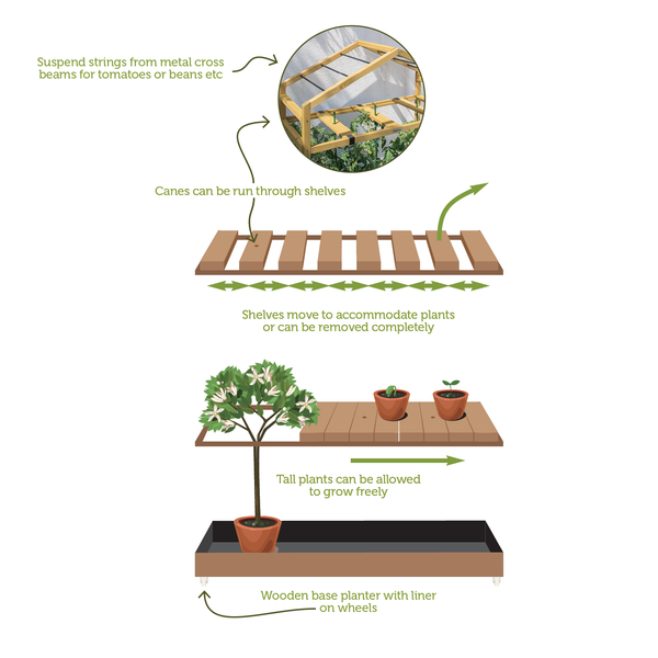 VegTrug Timber Tomato Plant Nursery with PE Greenhouse - Natural