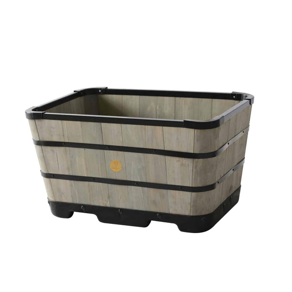 VegTrug Wooden Planter Trough 60cm with Plastic Base - Grey Wash (2 Pack)