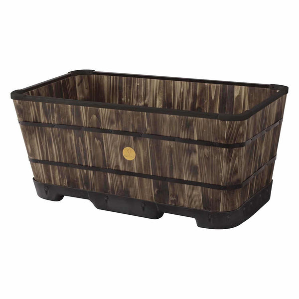 VegTrug Wooden Planter Trough 90cm with Plastic Base - Burnt Oak (3 Pack)