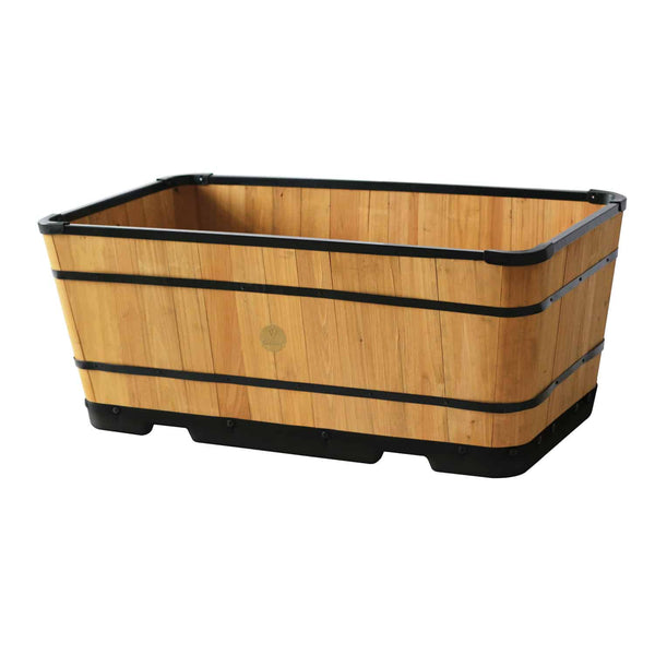 VegTrug Wooden Planter Trough 90cm with Plastic Base - Natural (3 Pack)