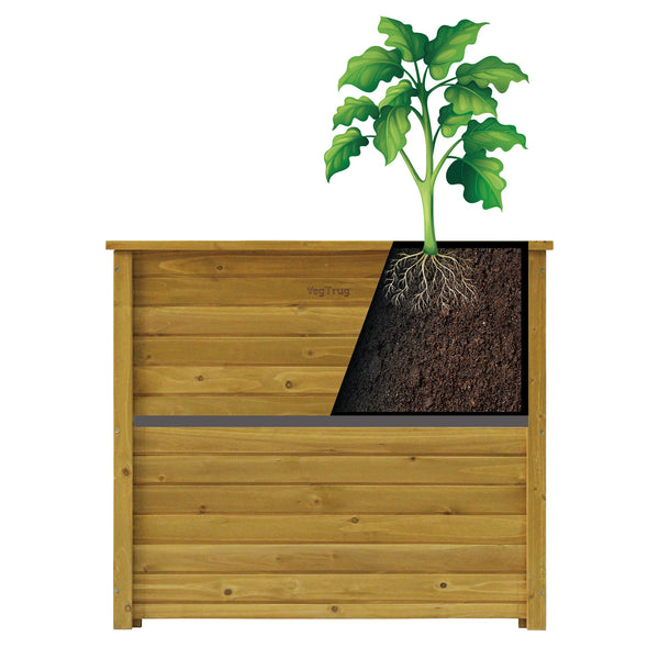 VegTrug Timber Tall Rectangular Planter Box 940 x 380 x 820mm Natural