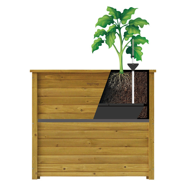 VegTrug Timber Tall Rectangular Planter Box 940 x 380 x 820mm Natural