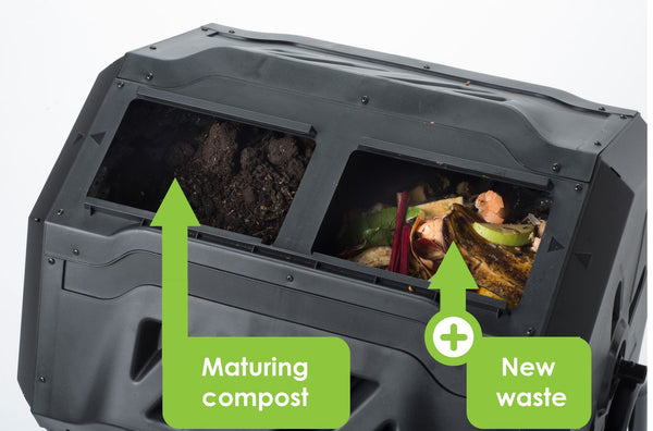 Maze 160 Litre ROTO Organics Composter Bin Tumbler with Dual Chambers & Thermometer